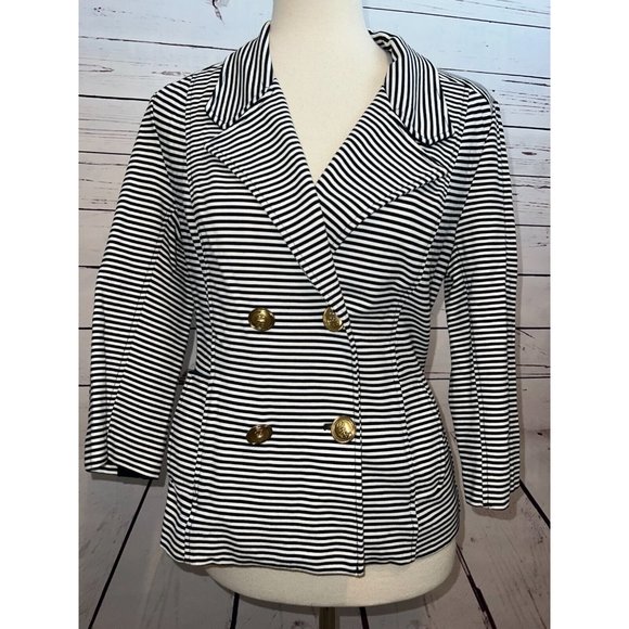 Cabi Small Blazer Suit Life Jacket Small Style 823 Nautical Stripe Anchor - Picture 2 of 12